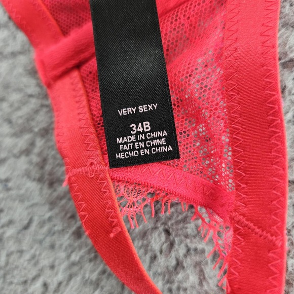 Victoria's Secret Very Sexy Bra Womens 34B Lace Halter Sheer‎ Floral Underwire - Picture 9 of 14